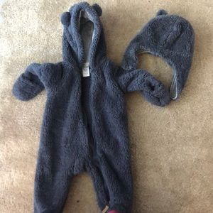 Baby snow suit and hat